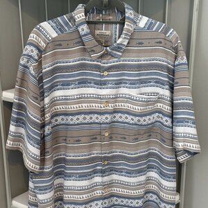 Quicksilver Waterman Collection Shirt Mens XXL Aztec Print Fishing Outdoor Camp